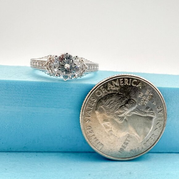 925 Sterling Sliver Moissanite Wedding/Engagement Ring, 1.25ctw VVS Stones Hip H - Picture 6 of 6